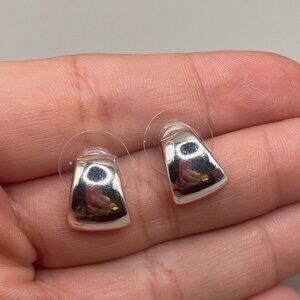 Vintage Silver Tone Small Hoop Dangle Drop Stud Earrings